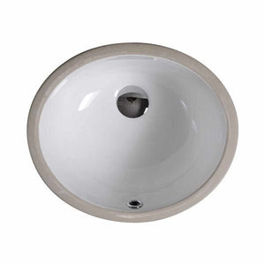 13"x11" White Oval Ceramic Undermount Bathroom Sink with Overflow