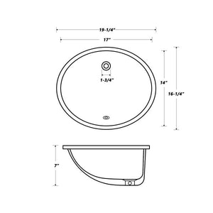 17“x14" Oval Undermount Stainless Steel Bathroom Sink with Overflow