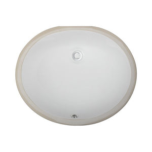 17“x14" White Oval Ceramic Undermount ADA Bathroom Sink with Overflow