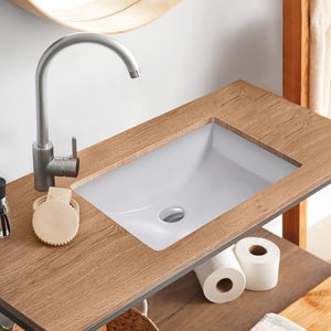 18"x12"  ADA Rectangle Ceramic Undermount Bathroom Sink with Overflow
