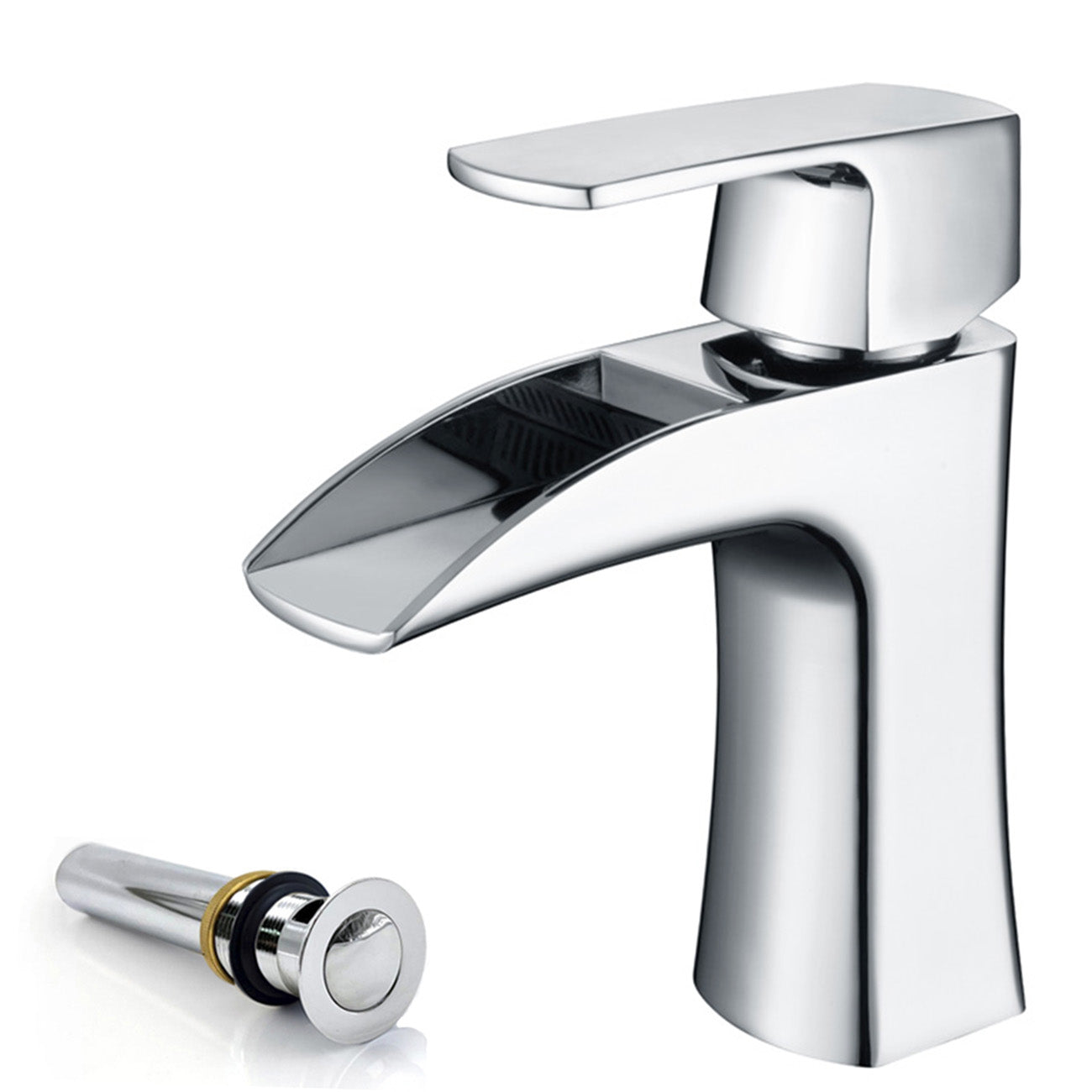 Single handle waterfall Bathroom Faucet with Pop Up Drain